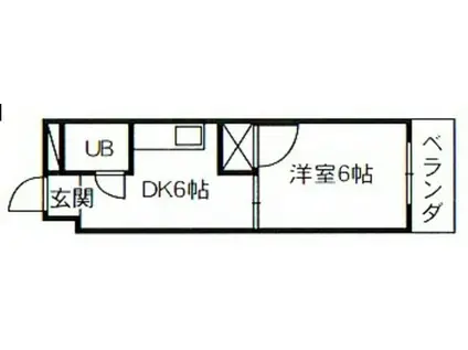 箕越ビル(1DK/5階)の間取り写真