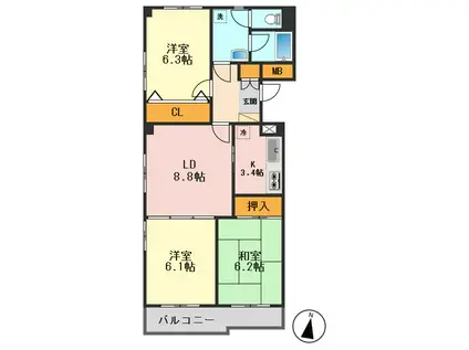 パレッヂ新小岩(3LDK/4階)の間取り写真