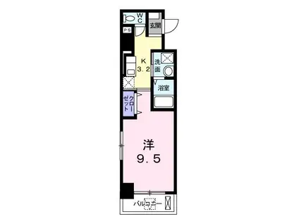 フレンテ二島II(1K/6階)の間取り写真