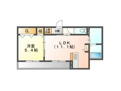 カリーノテラス(1LDK/1階)の間取り写真