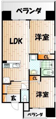 アースコート桜通(2LDK/9階)の間取り写真