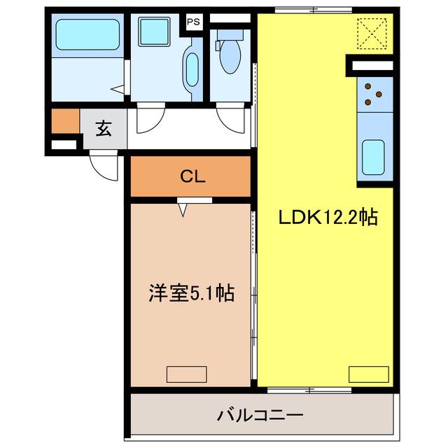 HILLS KEI(1LDK/1階)の間取り写真