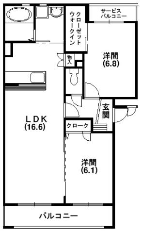 フロレスタハヤシ(2LDK/1階)の間取り写真