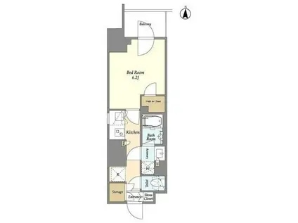 ドゥーエ亀戸(1K/11階)の間取り写真