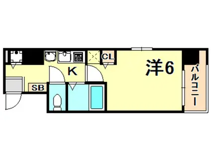 プレサンス三宮東アルバーナ(1K/6階)の間取り写真