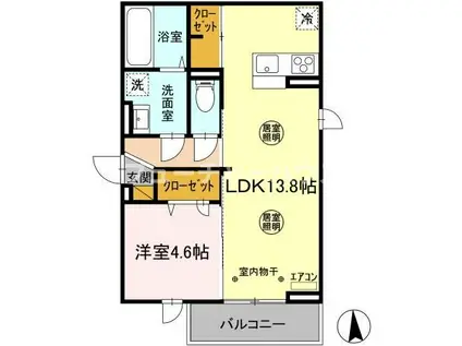 メルウェル城南(1LDK/3階)の間取り写真