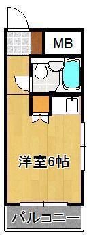 中央町スカイマンション(ワンルーム/6階)の間取り写真