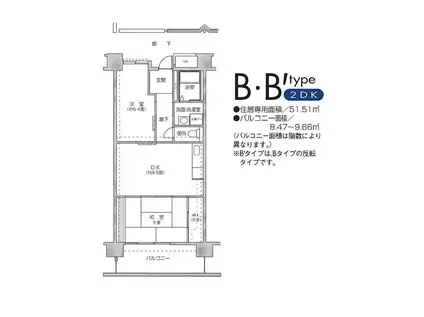 コーシャハイツ港(2DK/14階)の間取り写真
