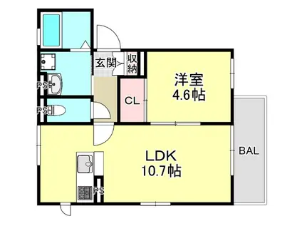 CHAMANT・LA・ERICA(1LDK/3階)の間取り写真