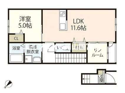 セフィレア(1LDK/2階)の間取り写真