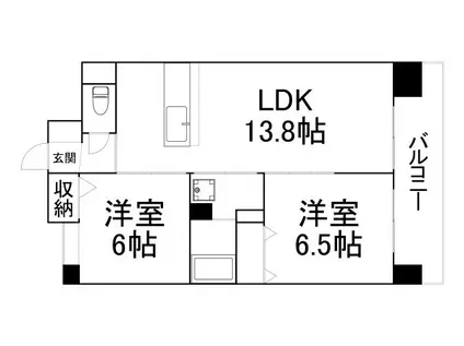 FDS GLANZ(2LDK/5階)の間取り写真