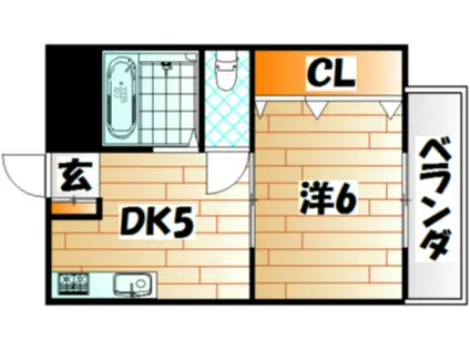 第2矢代マンション(1DK/1階)の間取り写真