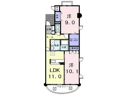 フォルシュT(2LDK/4階)の間取り写真