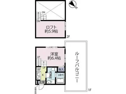 CHALET新検見川(2K/2階)の間取り写真