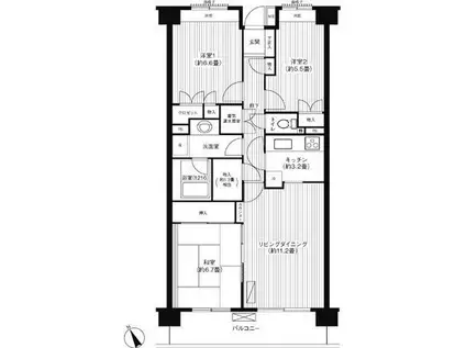 アーバンフォート下北沢(3LDK/2階)の間取り写真