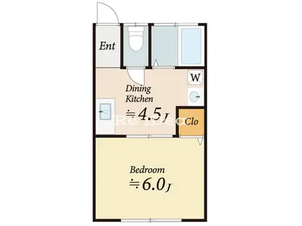 第5白王荘(1DK/1階)の間取り写真