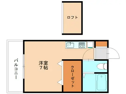 アパートメント・スクエア3番館(ワンルーム/2階)の間取り写真