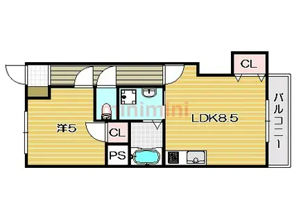 第一萩谷マンション(1LDK/4階)の間取り写真