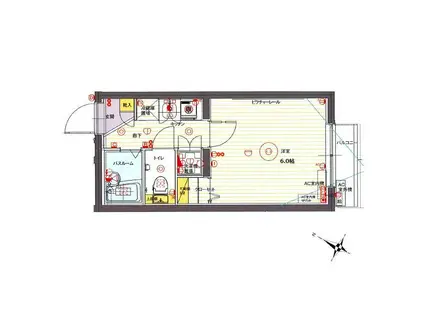 クレイシア大山(1K/4階)の間取り写真