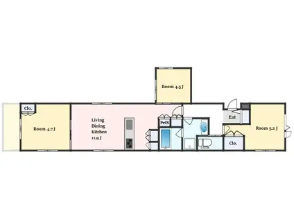 小山2丁目メゾン(3LDK/1階)の間取り写真