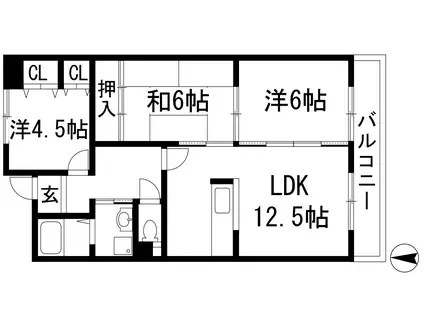 ファミリアル門戸(3LDK/2階)の間取り写真