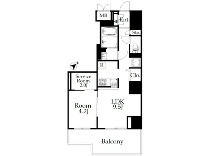 CASA MARIPOSA(1LDK/3階)の間取り写真