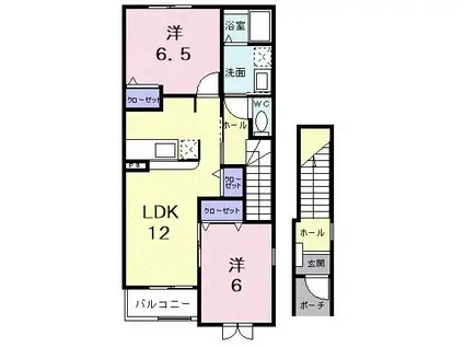 フェリチターレ(2LDK/2階)の間取り写真