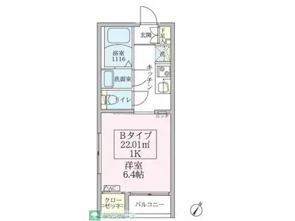 スカイルーチェ浦和(1K/2階)の間取り写真