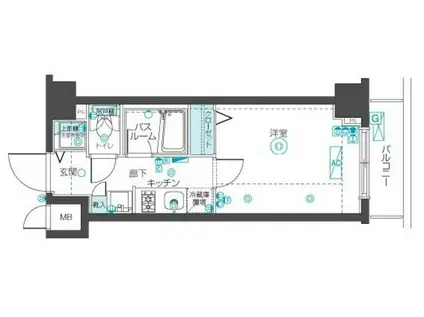 フェニックス武蔵関クアトロ(1K/8階)の間取り写真