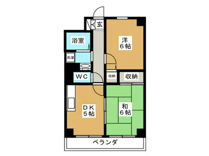 シャンブル西葛西(2DK/6階)の間取り写真