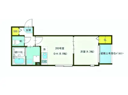 ブランシェ志茂(1DK/2階)の間取り写真