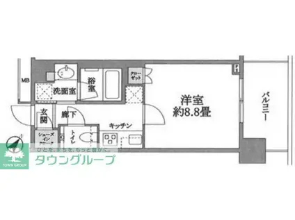 クロスエアタワー(1K/5階)の間取り写真