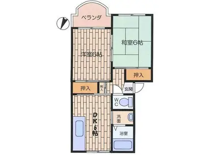 光ハイツ(2DK/2階)の間取り写真