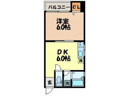 アメニティプレイス小柳(1DK/4階)の間取り写真