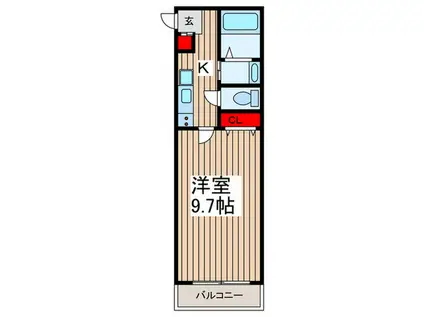 キャメル蒲生4(1K/2階)の間取り写真