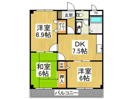 SHELLEYS金剛(3DK/3階)の間取り写真