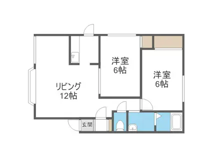 第2藤見ハイツ(2LDK/3階)の間取り写真