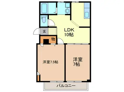 メゾンド・生井(2LDK/3階)の間取り写真