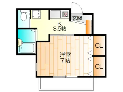 プロヴァンス日吉(1K/2階)の間取り写真