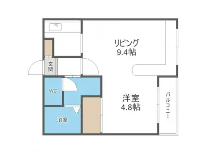 ホークメゾン札幌2号館(1LDK/2階)の間取り写真