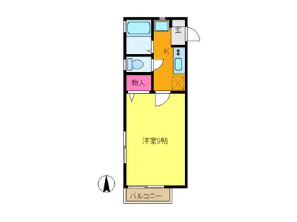 エルバレーIII(1K/2階)の間取り写真