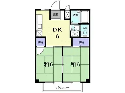 グランデックス A(2DK/2階)の間取り写真