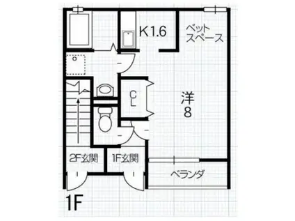 バーン・タイ(1K/1階)の間取り写真