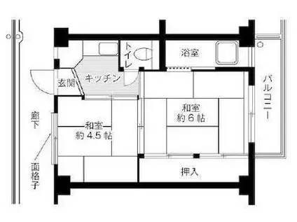 ビレッジハウス仁井田4号棟(2K/3階)の間取り写真