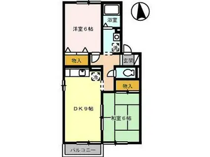 セジュール綾羅木A棟(2DK/2階)の間取り写真