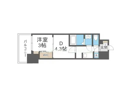 セレニテ東梅田アリエ(2K/3階)の間取り写真