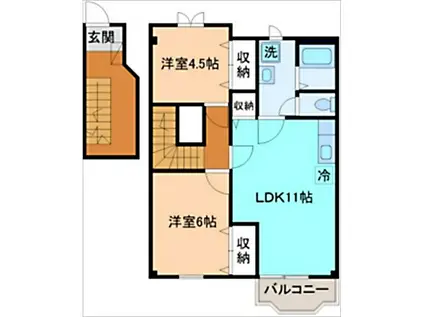 ラフィネ神田II(2LDK/2階)の間取り写真