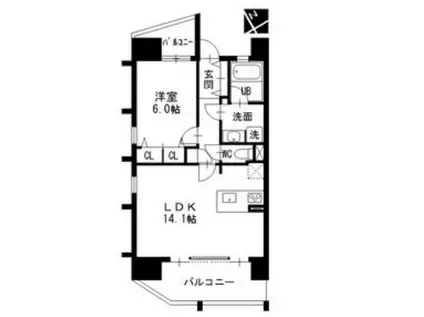 上前津ライズ(1LDK/6階)の間取り写真