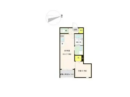 ブランシェ志茂(1DK/2階)の間取り写真