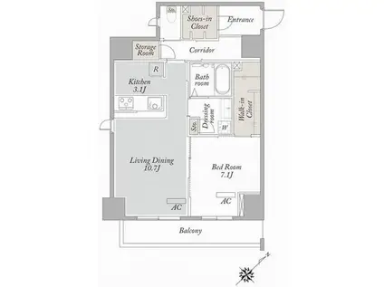 マストライフ目白(1LDK/11階)の間取り写真